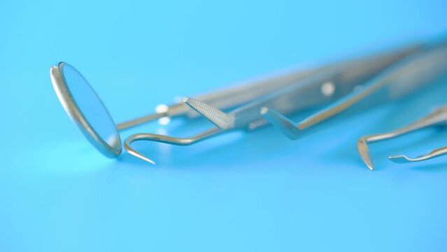 Dental drills on blue background