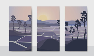 mountain vector landscapes in a flat style. Natural wallpapers