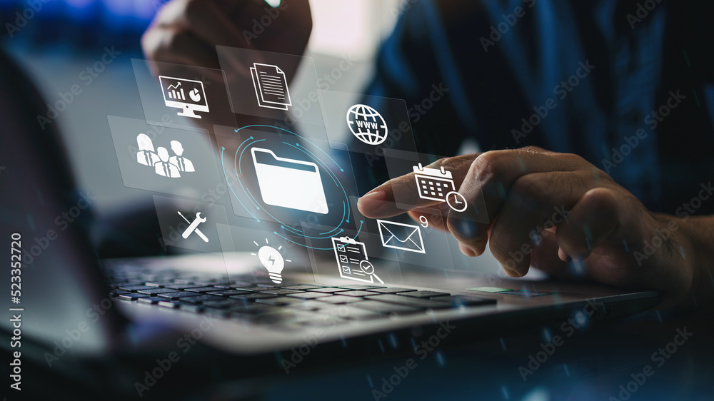 Wall mural virtual screen icons document management system (dms) online document file data software for efficie