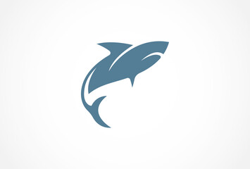 Abstract Blue Shark Logo design, usable for brand and company logos, flat  Design Logo Template element, vector illustration