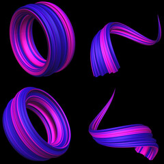 circle spiral abstract blue magenta and pink colour 3d rendering
