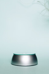 abstract podium on a blue background. Vertical photo.
