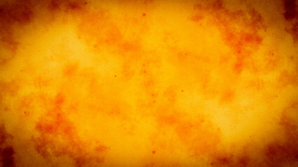 Abstract blurred yellow and orange background. Colorful paper texture. Beautiful watercolor with fire vibrant grunge. Orange fire power poster. Red fiery explosion. Hot bloody murder. 