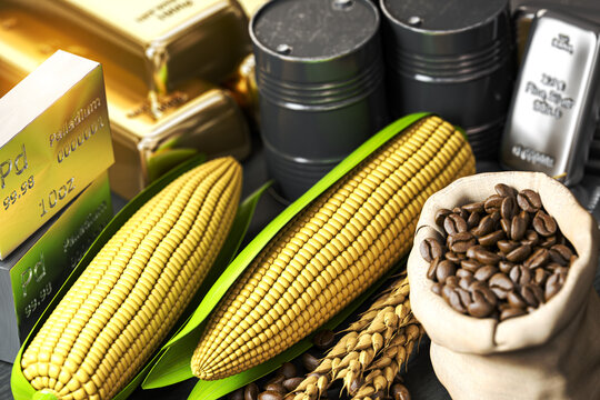 Commodities.  Crude oil, gold, silver, palladium, wheat corn and coffee beans.