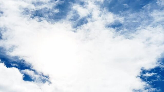 View of the white clouds moving over blue sky