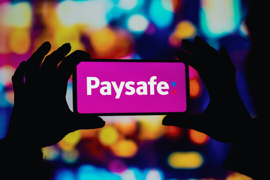 August 12, 2022, Brazil. In this photo illustration, the Paysafe logo is displayed on a smartphone screen.