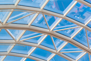 Glass roof. The shopping center, business center.Dome