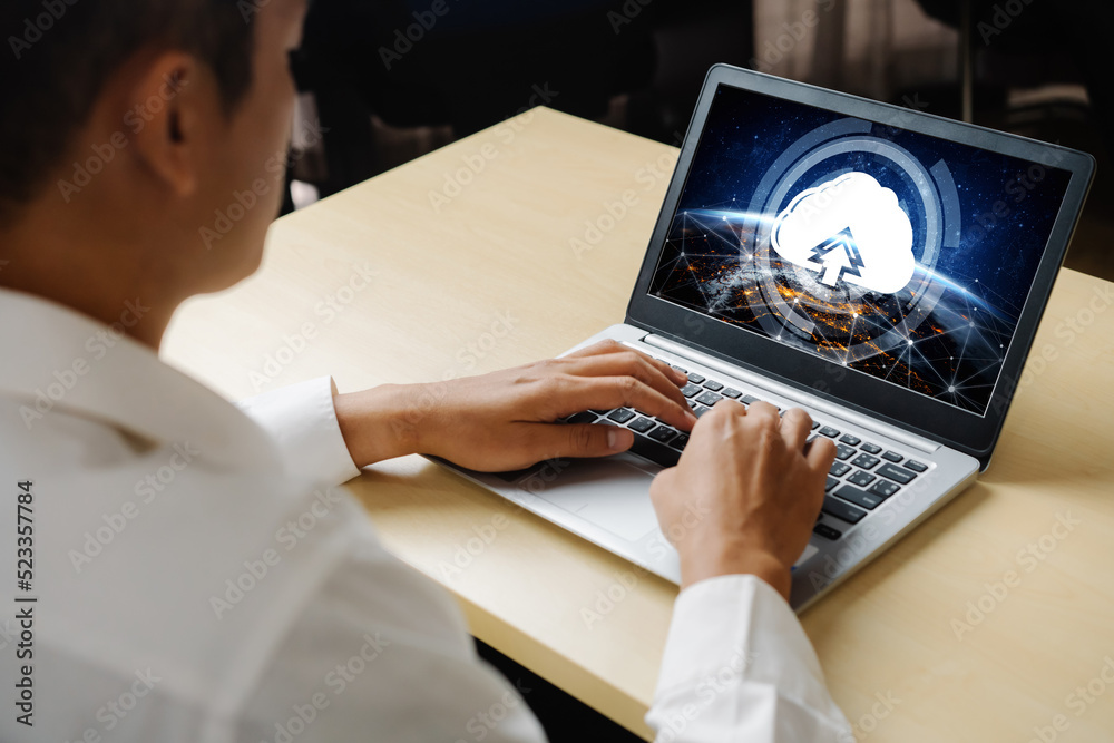 Poster cloud computing software for modish remote work and personal data storage
