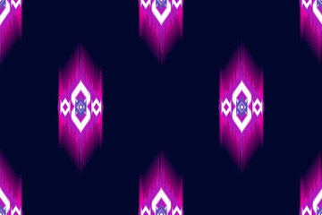 ikat seamless pattern. ikat dark blue background. Design for fabric, clothes, decorative paper, wrapping, embroidery, illustration, vector