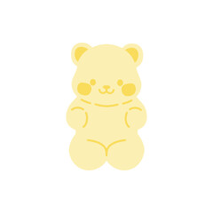 Yellow gummy bear with white background