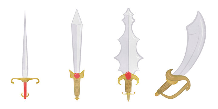 Cool and cute sword illustration set 02