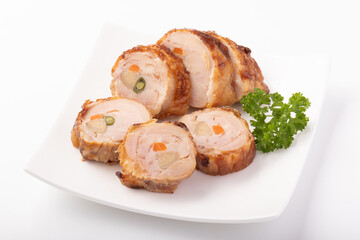 鶏肉の野菜巻き　(ごぼう・いんげん・にんじん)