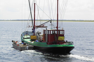 Fishing boat in the northsea in the netherlands