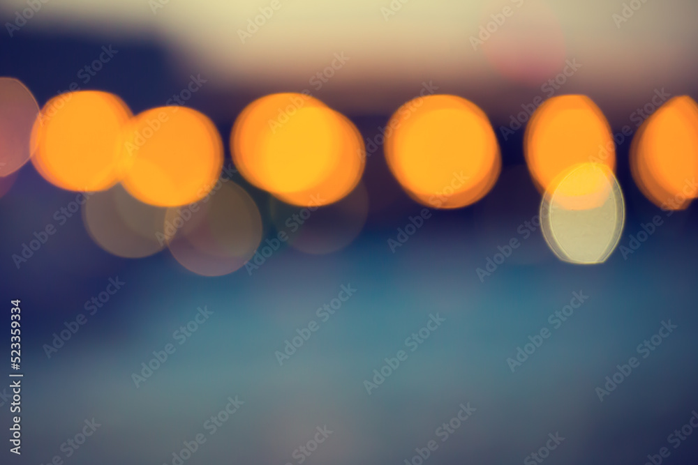 Sticker blurred abstract urban background with street lights in bokeh shape