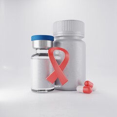 Productive therapy for the treatment of HIV. World fight against AIDS, 3d rendering.