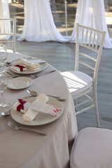 wedding banquet table detail in the daytime