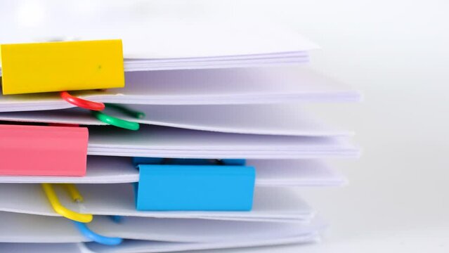  Stack of papers colorful Paper clips