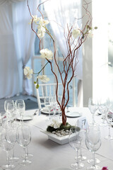 center piece with flowers at wedding