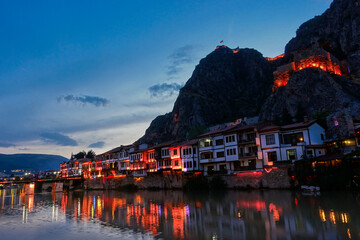 Amasya cityscape at night - Amasya, Turkey