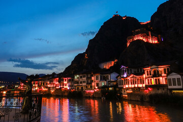 Amasya cityscape at night - Amasya, Turkey