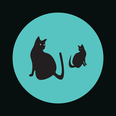 Two circle black cat vector logo 