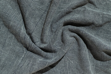 Dark gray twisted fabric textile. Texture background.