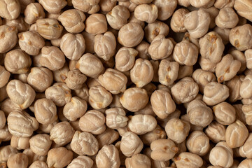 Organic chickpeas. Top view, close-up.
