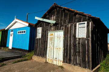 Fototapeta premium Site ostréicole, Fort Royer, Réserve naturelle maritime, Moêze Oléron, Ile d'Oléron, Charentes Maritimes, 17