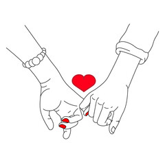 concept of love. Couple holding hands. Flat design, vector illustration