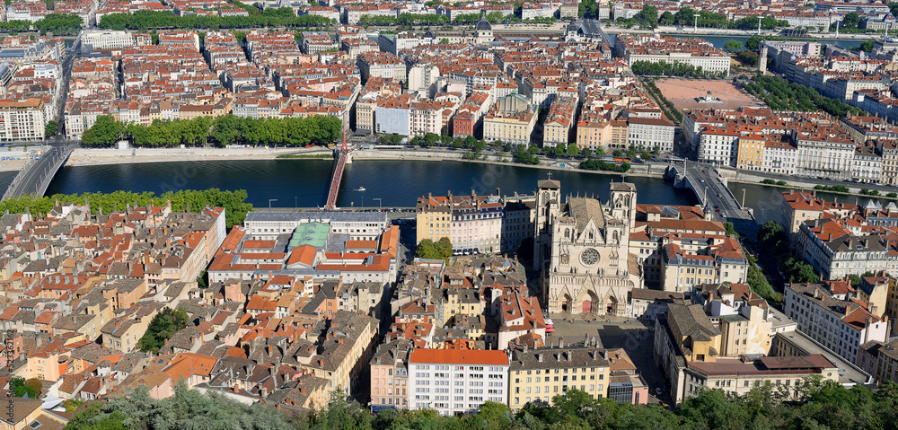 Wall mural aerial view of lyon city