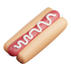 3d flying hotdog fast food illustration
