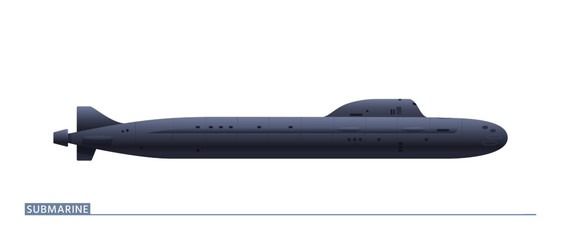 Navy submarine isolated on a white background. Vector illustration