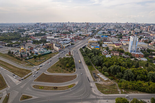 barnaul city view from above. capital of the Altai Territory.