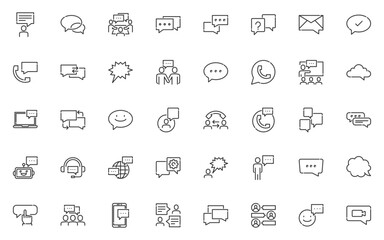 set of communication, line icons, talk, chat,  consultant