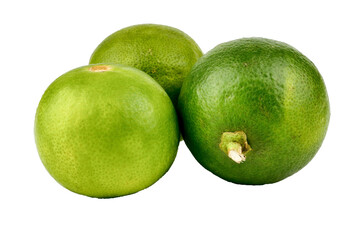 Ripe slice of green lime citrus fruit stand isolated on white background,element of food healthy nutrients and fruit healthy concept