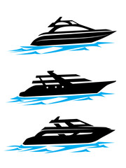 Modern Yacht Silhouette, Medium Size Luxury Boat