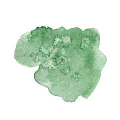 Abstract watercolor stain of green isolated on a white background.Design element for Christmas