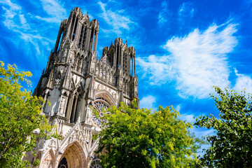 Cathedral of Our Lady of Reims, France - obrazy, fototapety, plakaty