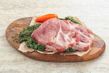 Raw pork neck for cooking