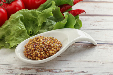 Mustard seeds sauce in the bowl
