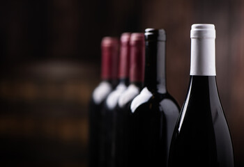Line of wine bottles - 523367152
