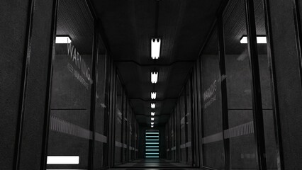 3D-Illustration of an modern empty prison cell, no prisoner