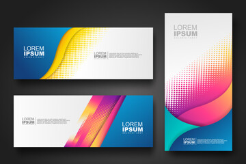 Banner set design template in trendy dynamic gradient colors