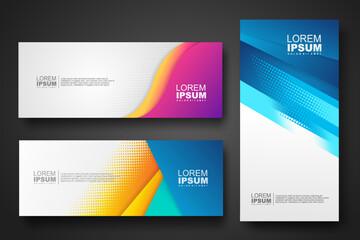 Banner set design template in trendy dynamic gradient colors