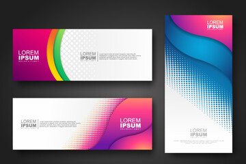 Banner set design template in trendy dynamic gradient colors