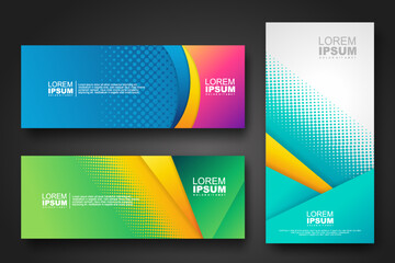 Banner set design template in trendy dynamic gradient colors