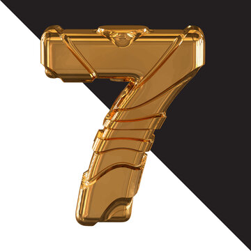 Gold symbol with gold belts. number 7