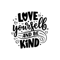 Inspirational quote about Love Yourself. Modern calligraphy. Brush painted letters, vector