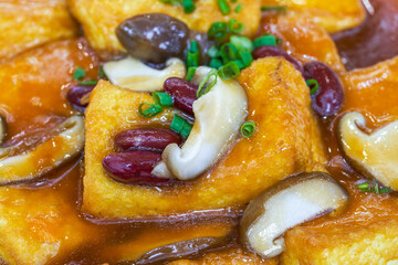 A delicious Chinese dish, home-cooked tofu in sauce