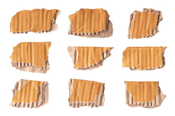 Handmade torn cardboard isolated on cardboard transparent background.